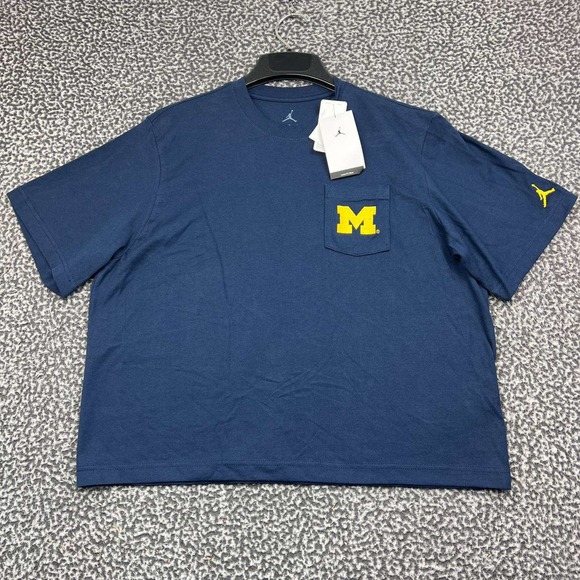 Jordan Tops - Air Jordan Michigan Wolverines Shirt Women Medium Navy Blue Pocket Cotton New M